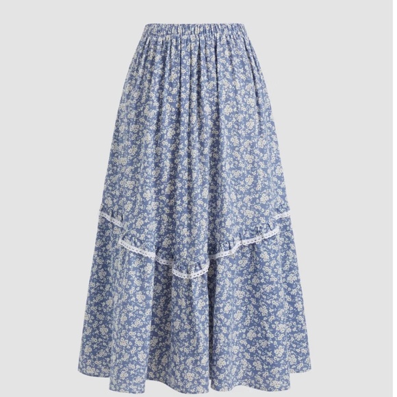 Cottagecore Floral Mid Rise Midi Skirt - Picture 5 of 5